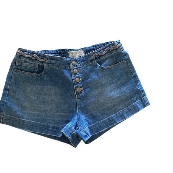 Free People Braided belt denim button fly shorts - Picture 3 of 9